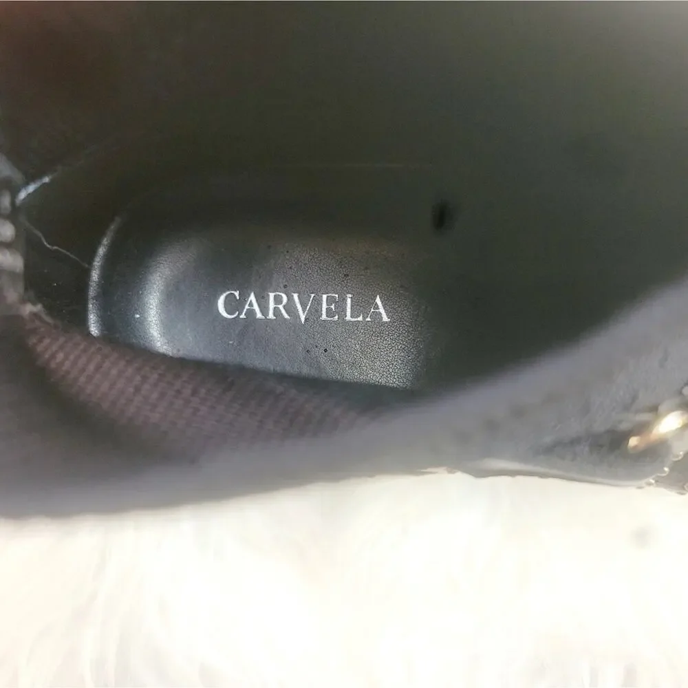 CARVELA Black Kurt Geiger Listen High Top Sock Trainers Studded Buckle Strap 8
